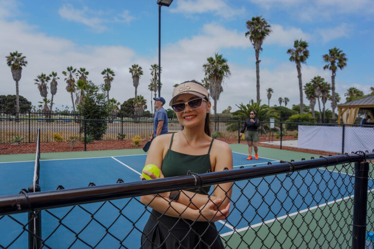 Player posing for a picture during the OpSam Health event 2025 pickleball in San Diego, CA