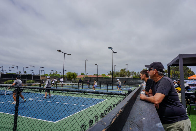 Spectators watching pickleball matches at the OpSam Health event 2025 in San Diego, CA