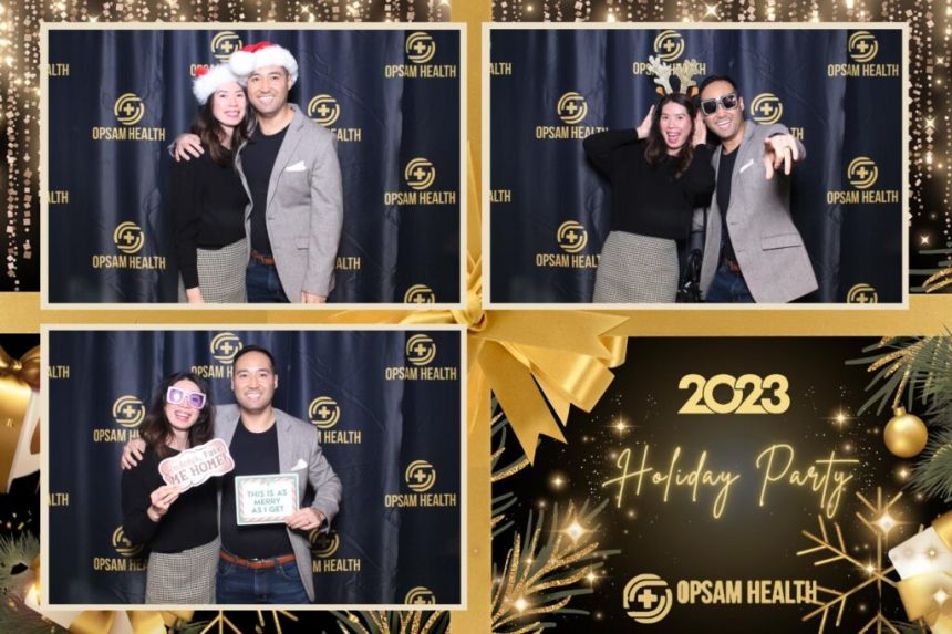 A Couple taking couple photos in a booth in San Diego, CA