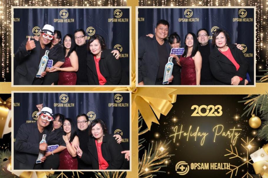 Six individuals posing for a group picture at an OpSam Health employee celebration in San Diego, CA